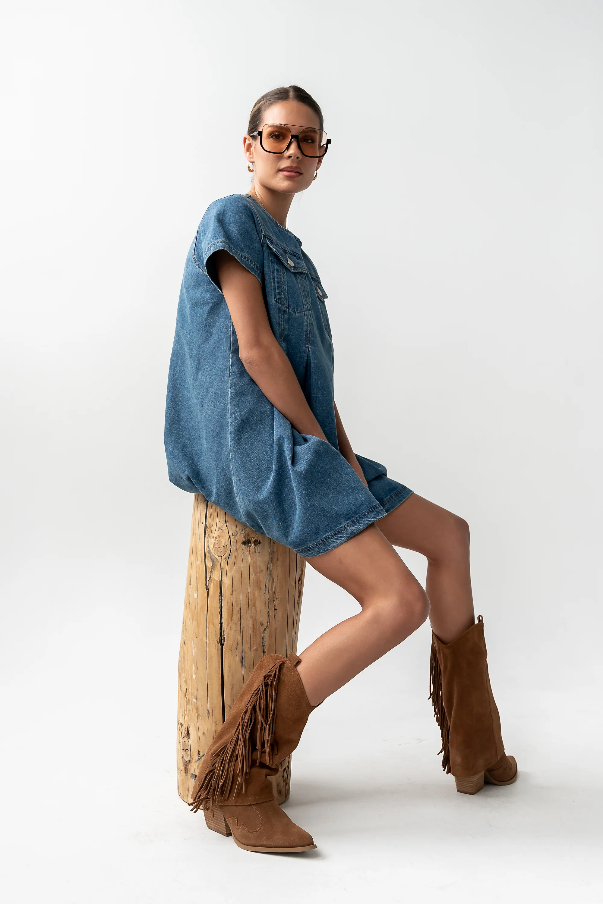 Zalara Denim Baby Doll Dress | Böhme US
