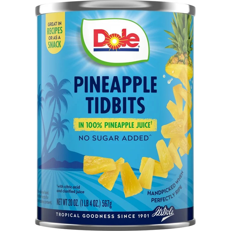 Dole Pineapple Tidbits in 100% Fruit Juice, 20 oz Can | Walmart (US)