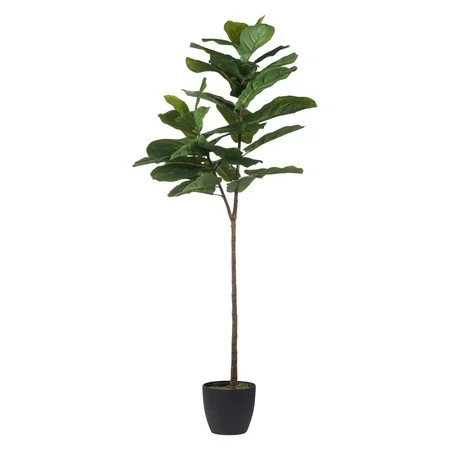 Dimensions: 25.6W x 15.8D x 59.1H in.Realistic fiddle-leaf figComes in a black plastic potPolyeth... | Walmart (US)
