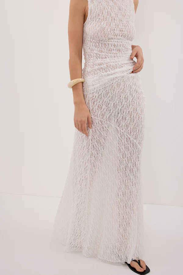 LIZZIE WHITE LAYERED LACE SKIRT | DISSH