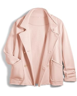 Women Warm Pea Coat Notched Lapel Neck Cropped Double Breasted Button Down Trench Overcoat Jacket... | Amazon (US)