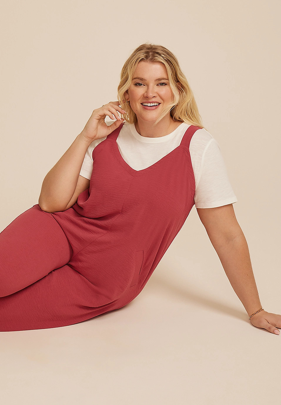 Plus Size Cool Crepe Wide Leg Jumpsuit | Maurices