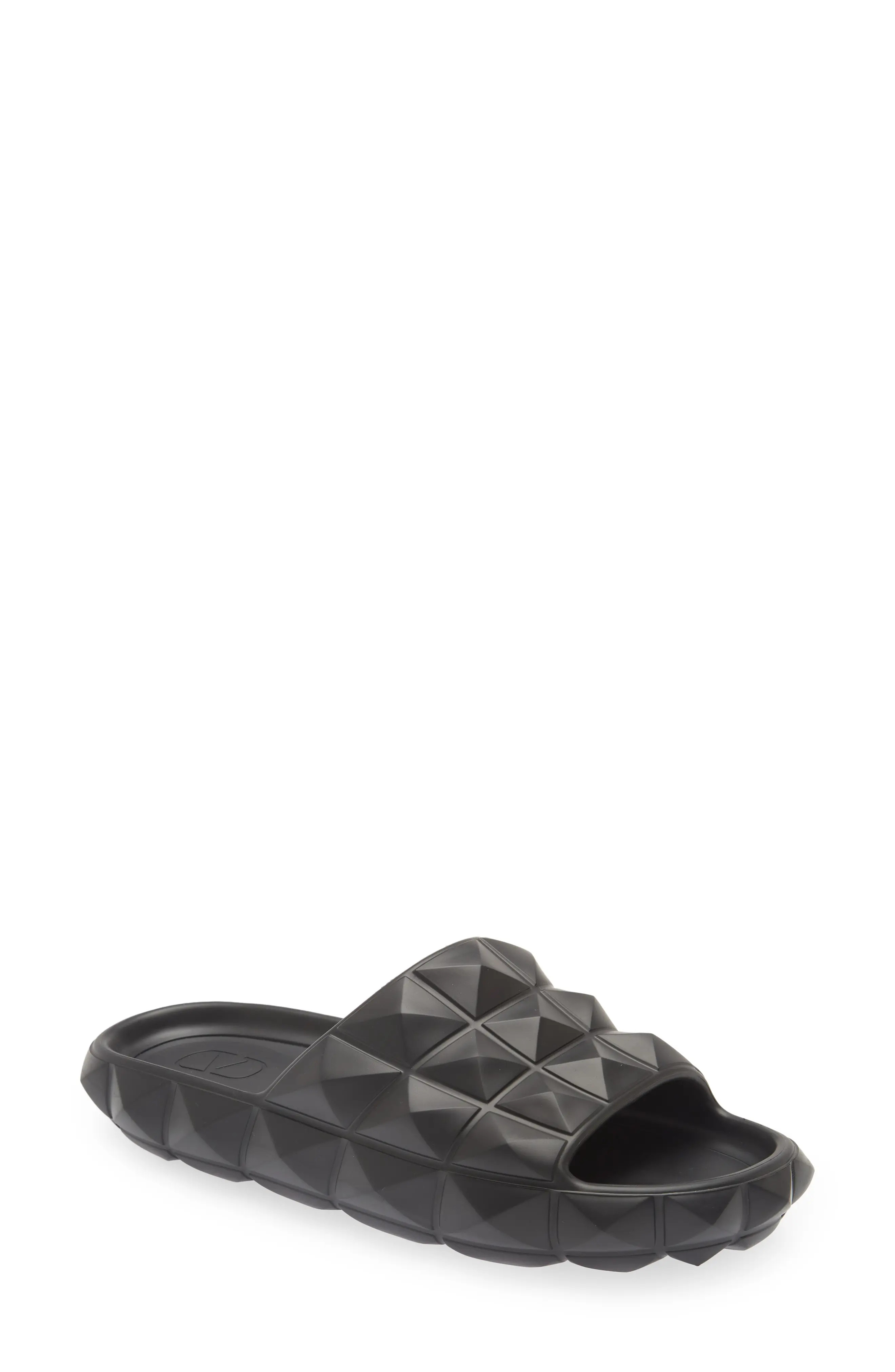 Valentino Roman Stud Turtle Slide Sandal in Nero at Nordstrom, Size 13Us | Nordstrom