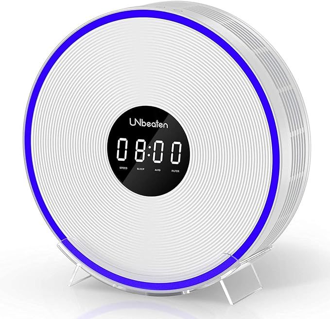 UNbeaten Air Purifiers for Home Bedroom with H13 True HEPA Filters, Clock with Night Light, Space up | Amazon (US)