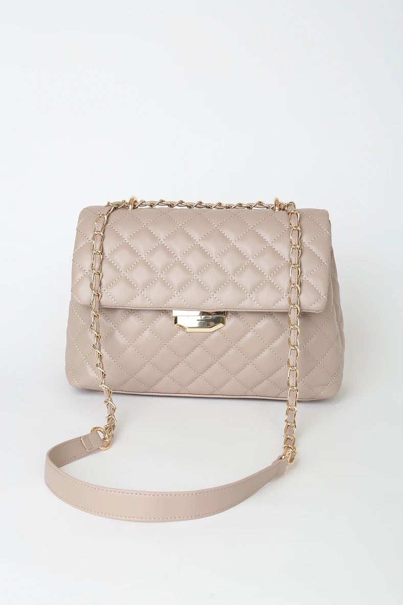 Real Stunner Taupe Vegan Leather Quilted Crossbody Bag | Lulus (US)
