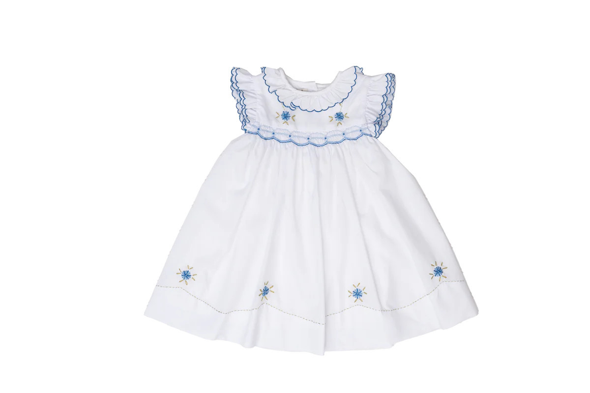 Dixie White with Blue Floral Dress | The Oaks Apparel Company
