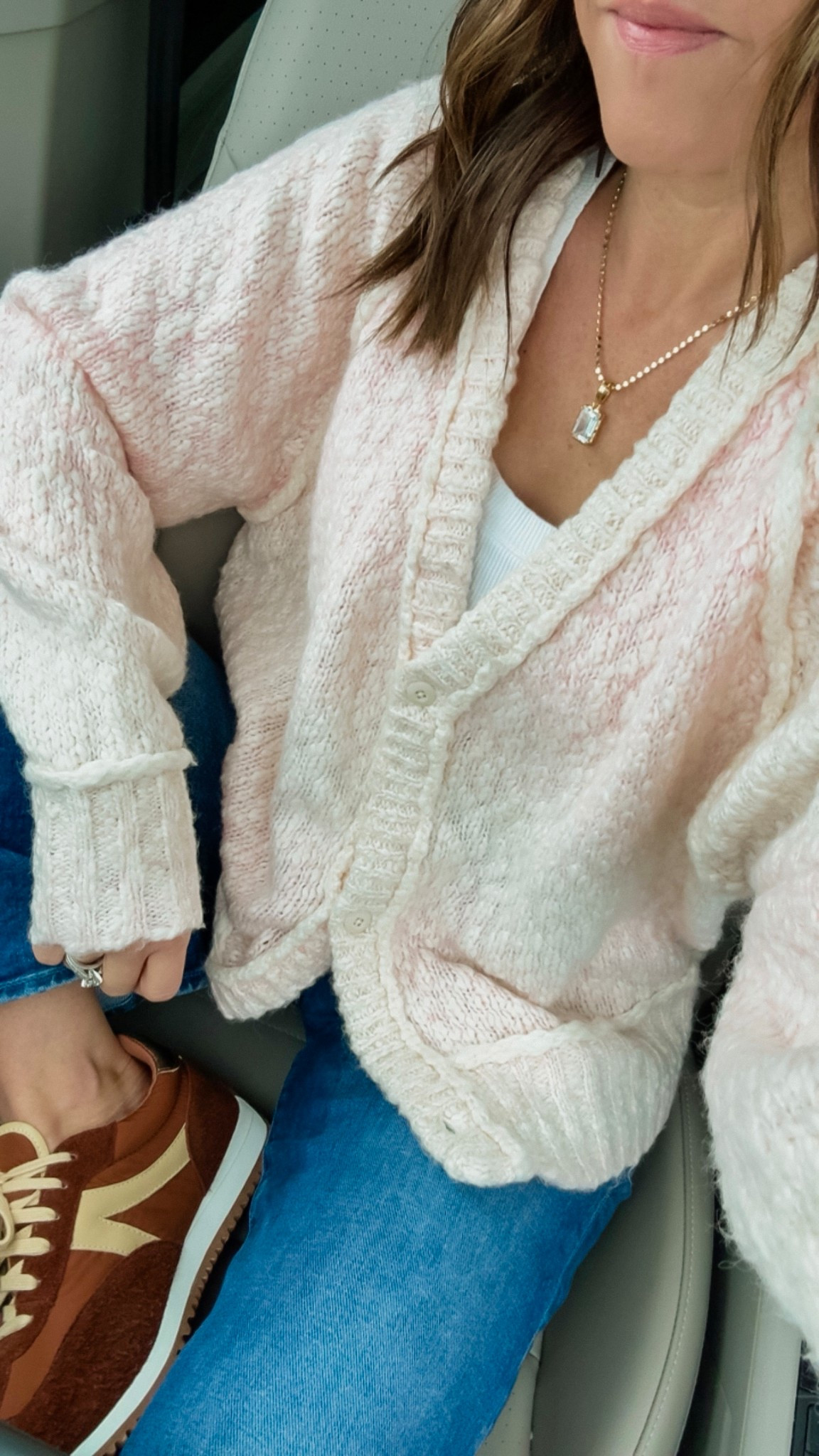 Casual chic. Crushing on this cardigan sweater. The prettiest ombre color. 
XS 
Necklace & charm code: twopeasinablog 

#LTKSeasonal #LTKHoliday