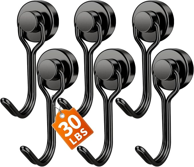 FINDMAG Magnetic Hooks for Cruise Cabins, 6 Pack, 30 LB+, Black | Amazon (US)