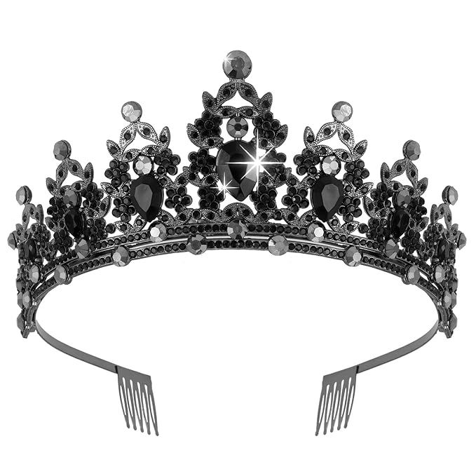 Tiaras for Women, Didder Black Crown Crystal Crowns for Women Princess Crown with Comb, Tiaras fo... | Amazon (US)