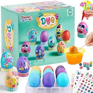 Klever 41 Pcs Easter Egg Decorating DIY Kit with Dye Tablets and Easter Stickers, Coloring Dyeing... | Amazon (US)
