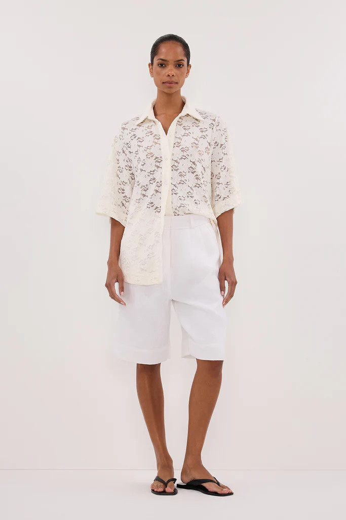 LOULA WHITE LACE SHIRT | DISSH