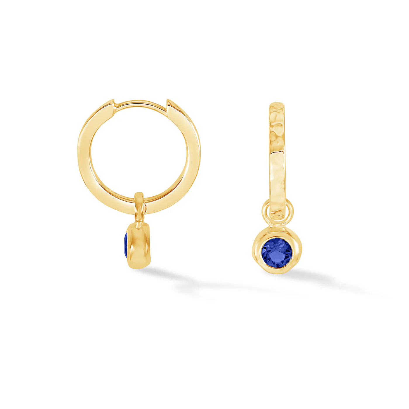 Blue Sapphire Hammered Huggie Hoops | Dower & Hall (Global)