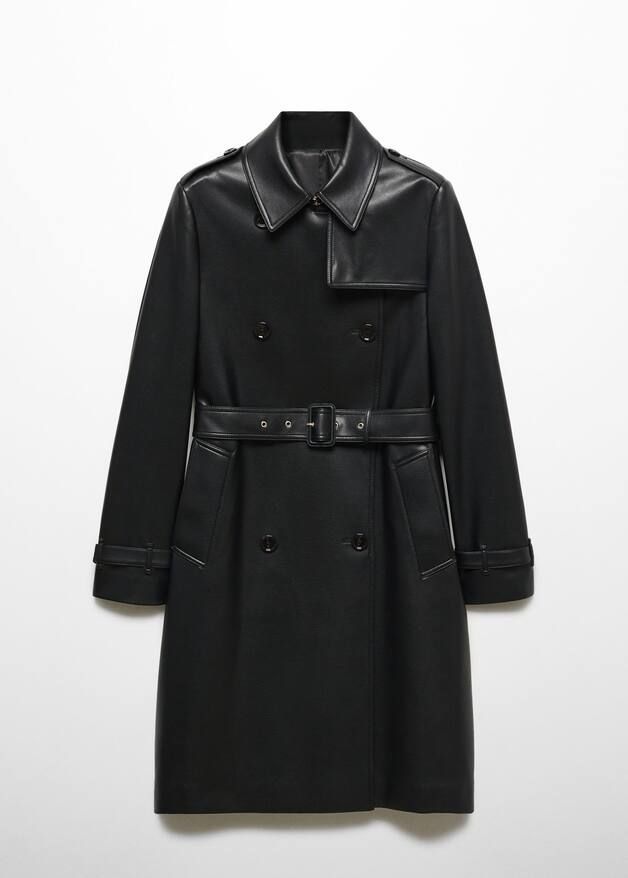 Leather-effect trench coat -  Women | Mango USA | MANGO (US)