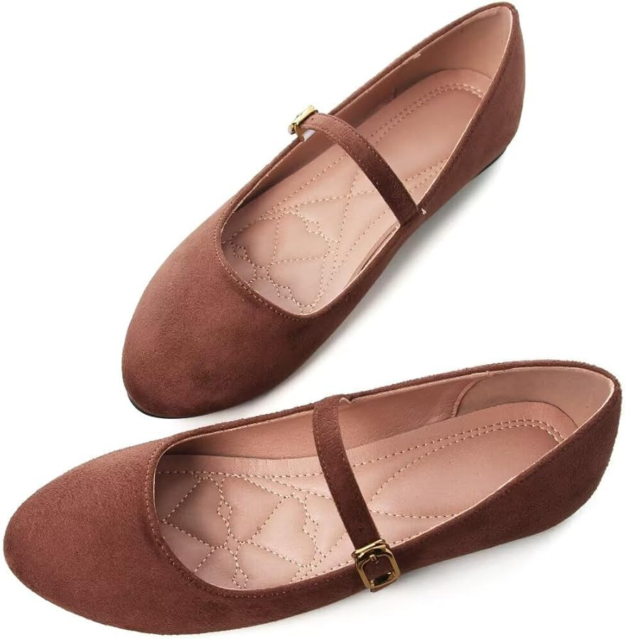Stunner Women's Mary Jane Flats Fashion Round Toe Ballet Flat Comfortable Ankle Strap Flats Slip ... | Amazon (US)