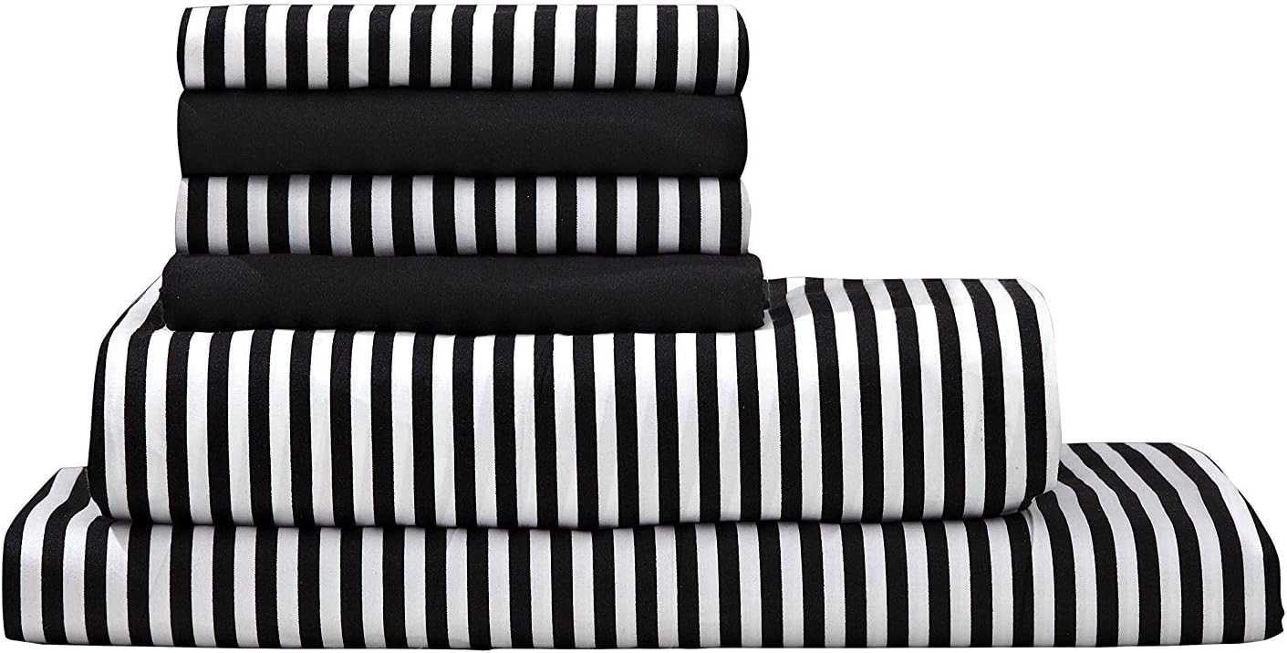 Virah Bella Striped 6-Piece King Sheet Set - Deep Pocket Luxury Hotel Quality Bedding, Stain & Wr... | Amazon (US)