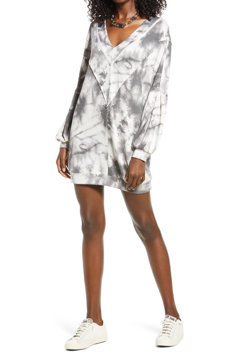 Cozy Double V Long Sleeve Throw On Dress | Nordstrom | Nordstrom