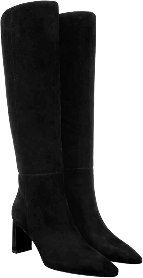 Coutgo Womens Knee High Boots Closed Pointed Toe Chunky Heel Tall Boots Side Zipper Fall Dress Bo... | Amazon (US)