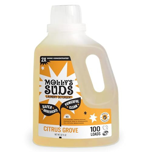 Molly's Suds Liquid Laundry Detergent | Clean Laundry Detergent Soap for Sensitive Skin | 2x Concentrated, High Efficiency (HE) | Citrus Grove - 100 Loads | Amazon (US)