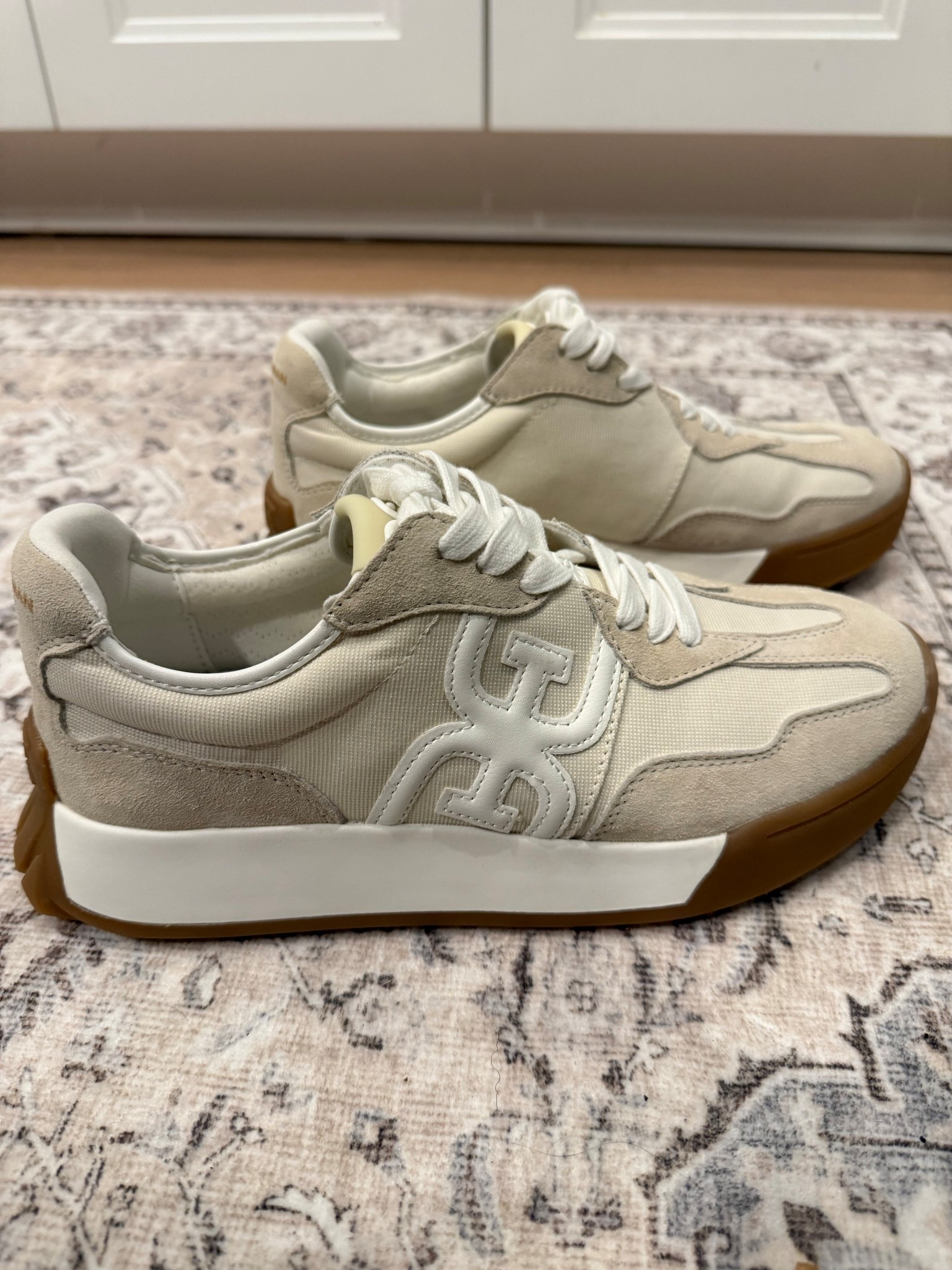 A go-with-anything beige sneaker! A thick rubber sole.. perfect for wintry weather. 

These are available in several colors! 