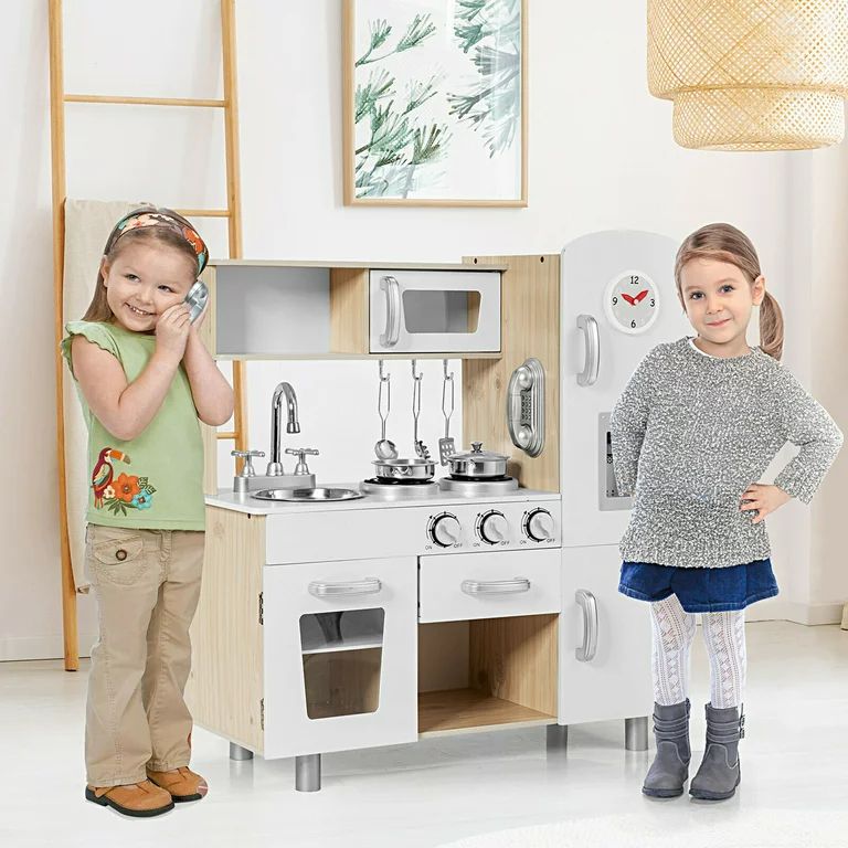Gymax Vintage Play Kitchen Pretend Kids Cooking Playset Toys w/Water Dispense | Walmart (US)