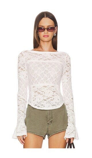 Free People Lace Layering Long Sleeve in Ivory. - size M | Revolve Clothing (Global)