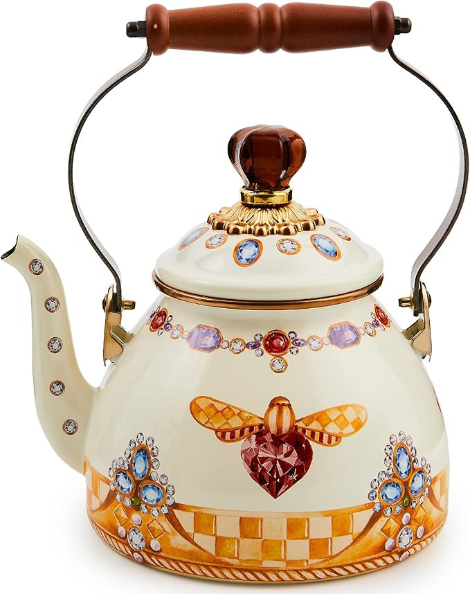 MACKENZIE-CHILDS 2-Quart Enamel Tea Kettle, Cute Tea Kettle for Stovetop, Queen Bee | Amazon (US)