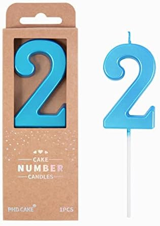 PHD CAKE 2.76 Inch Modern Blue 2 Number Birthday Candles, Blue Number Candles, Cake Number Candles,  | Amazon (US)