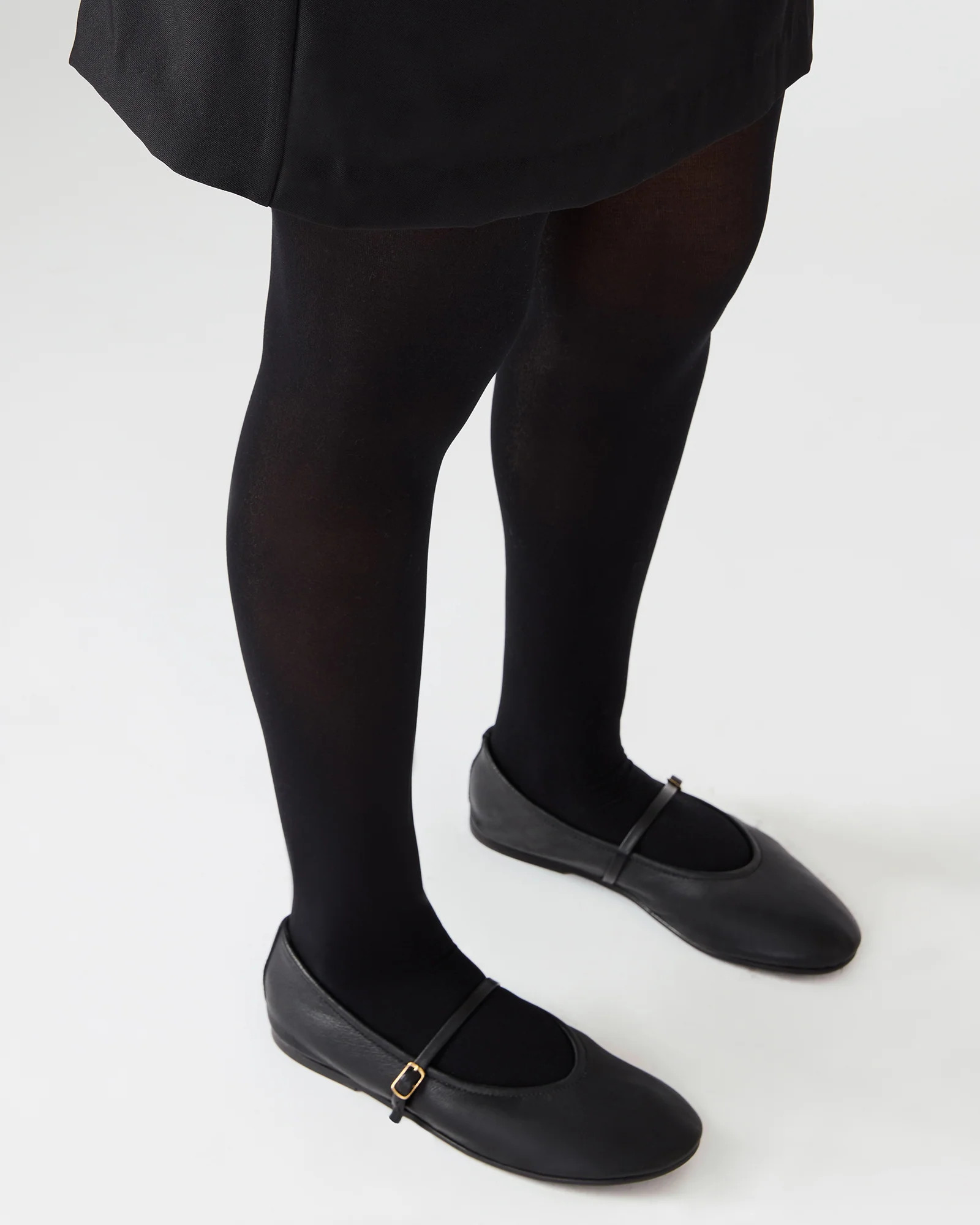 BESETTE Black Leather Mary Jane Ballet Women's Flat | Steve Madden (US)