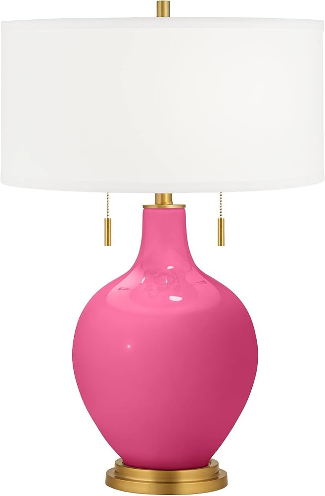 Color + Plus Toby Brass 28" High Modern Glass Blossom Pink Table Lamp | Amazon (US)