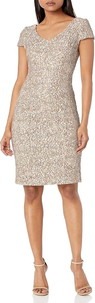Alex Evenings Women's Short Shift Knee Length V Neck Dress (Petite & Regular) | Amazon (US)
