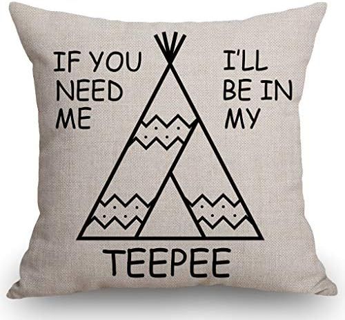 SSOIU Teepee Throw Pillow Case Funny Quotes Cushion Cover Home Office Decorative Square 18 X 18 I... | Amazon (US)