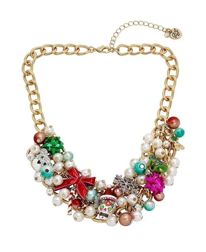 Faux Stone Christmas Imitation Pearl Bib Necklace | Macy's