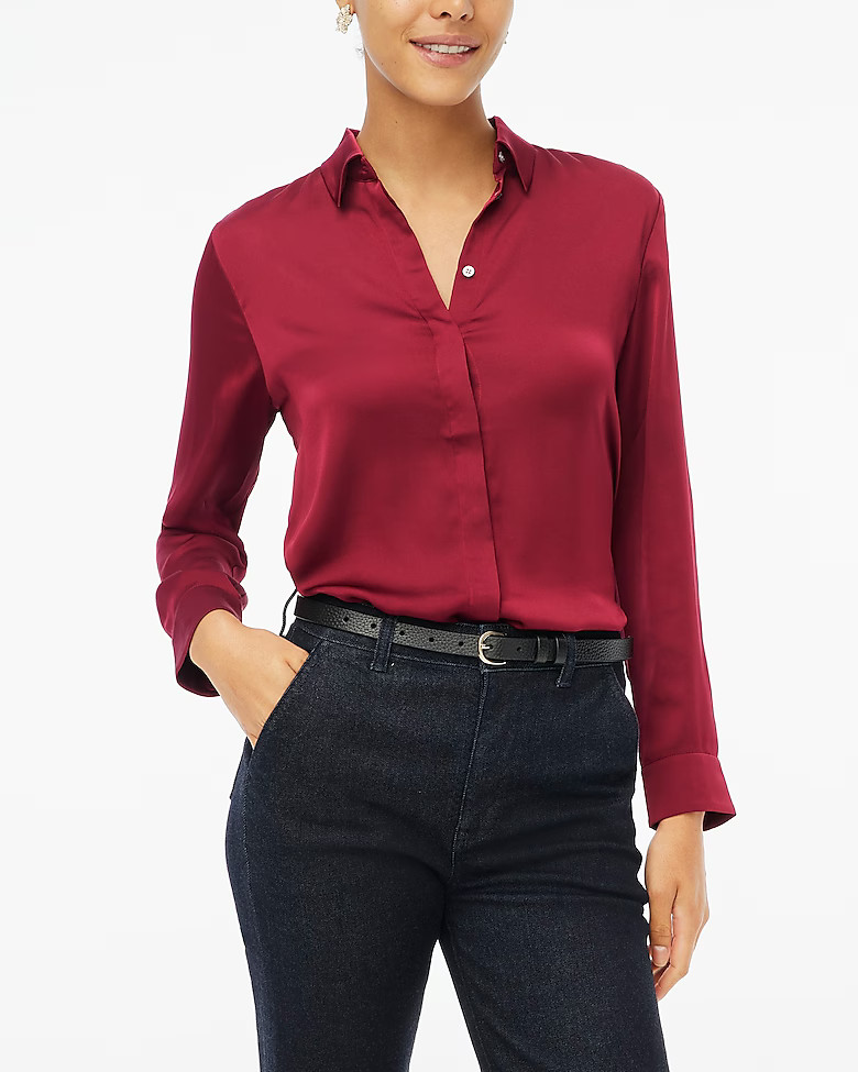 Drapey satin button-up top | J.Crew Factory
