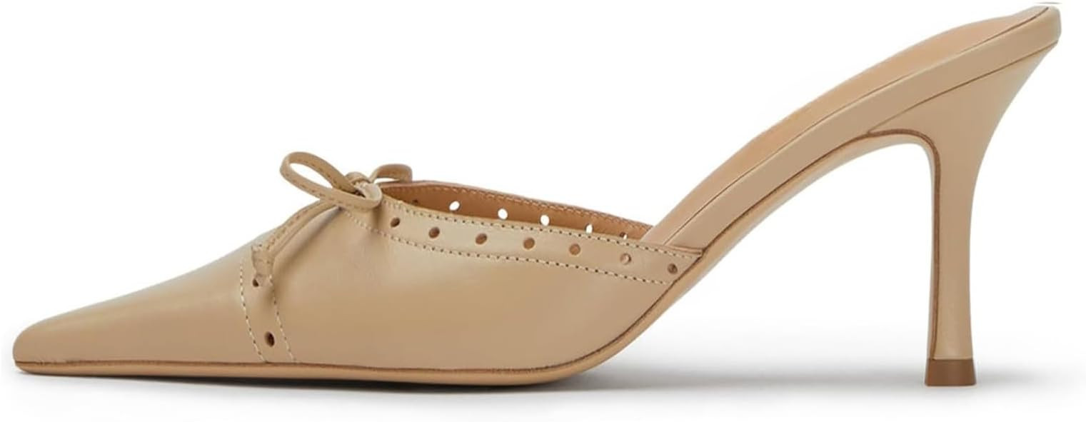 Kitten Heels for Women Dressy Pointed Toe Bow Heeled Sandals Vintage Mules Sexy Stiletto Heel Cas... | Amazon (US)