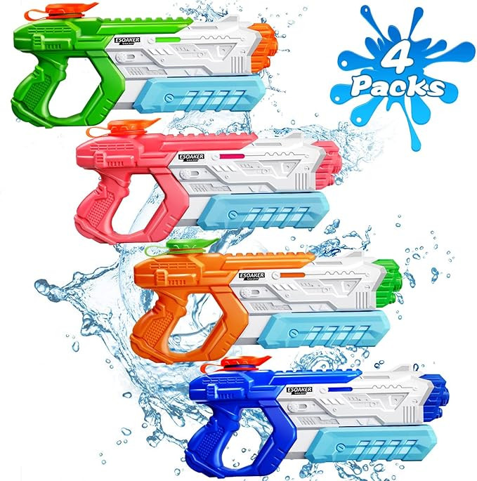 Water Gun for Kids Adults - 4 Pack Soaker Squirt Guns with High Capacity Long Shooting Range - Su... | Amazon (US)
