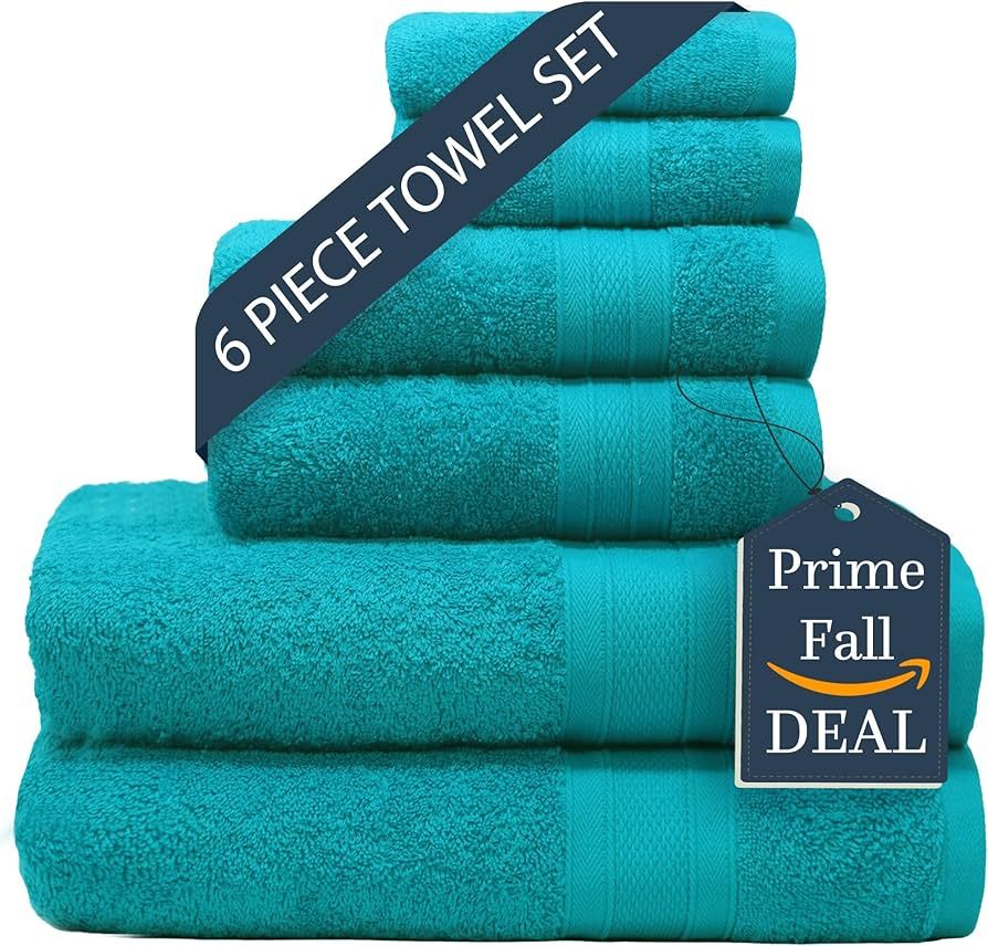 Amazon.com: TRIDENT 6 Piece Towel Set, 2 Teal Bath Towels, 2 Teal Hand Towels, 2 Teal wash Cloth,... | Amazon (US)