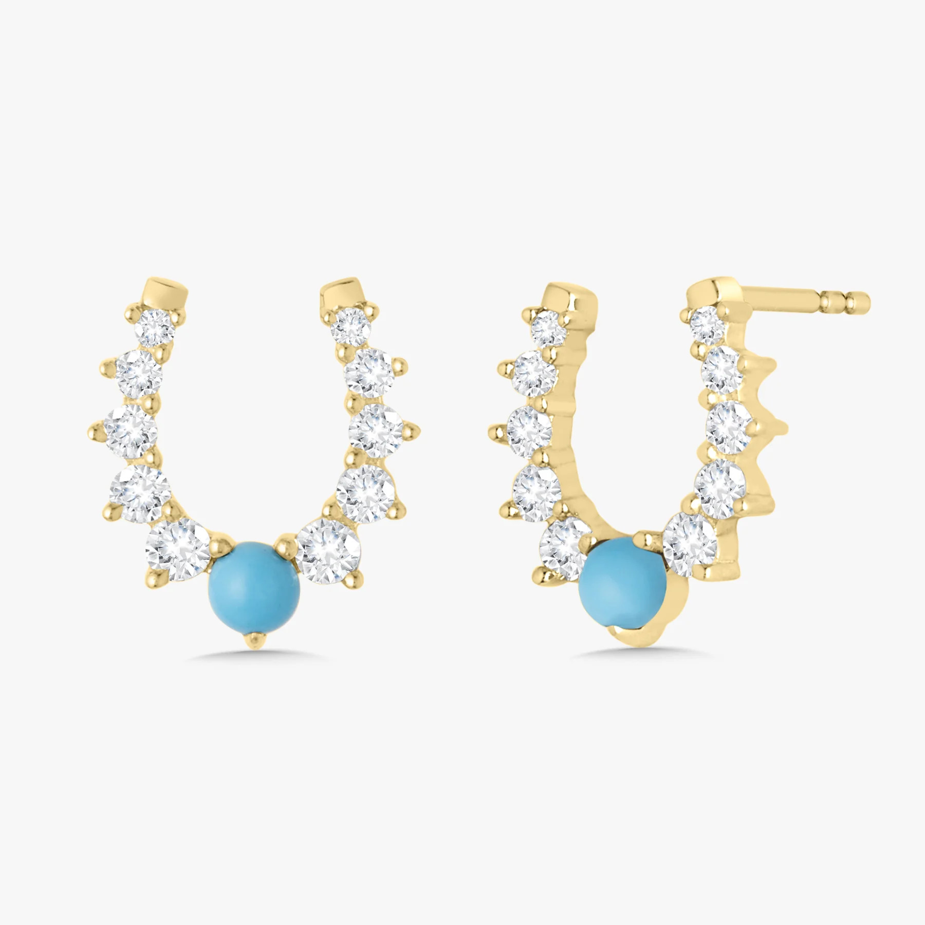 Tate Turquoise & Diamond Horseshoe Stud Earrings | RW Fine Jewelry