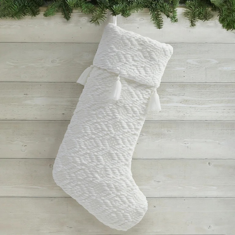 My Texas House Maxwell Ivory Diamond Christmas Stocking, 20" x 10" | Walmart (US)