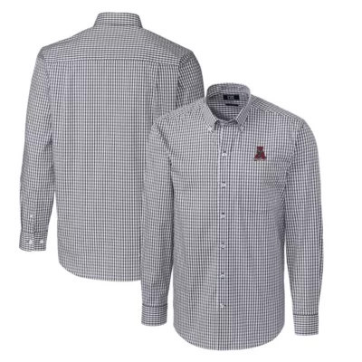 Cutter & Buck Men's Alabama Crimson Tide NCAA Alabama Tide Easy Care Stretch Gingham Big & Tall Long Sleeve Button-Down Shirt, Grey, X-Large | Belk