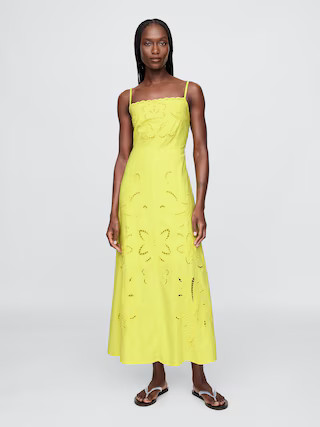 Linen-Blend Embroidered Maxi Dress | Gap (US)