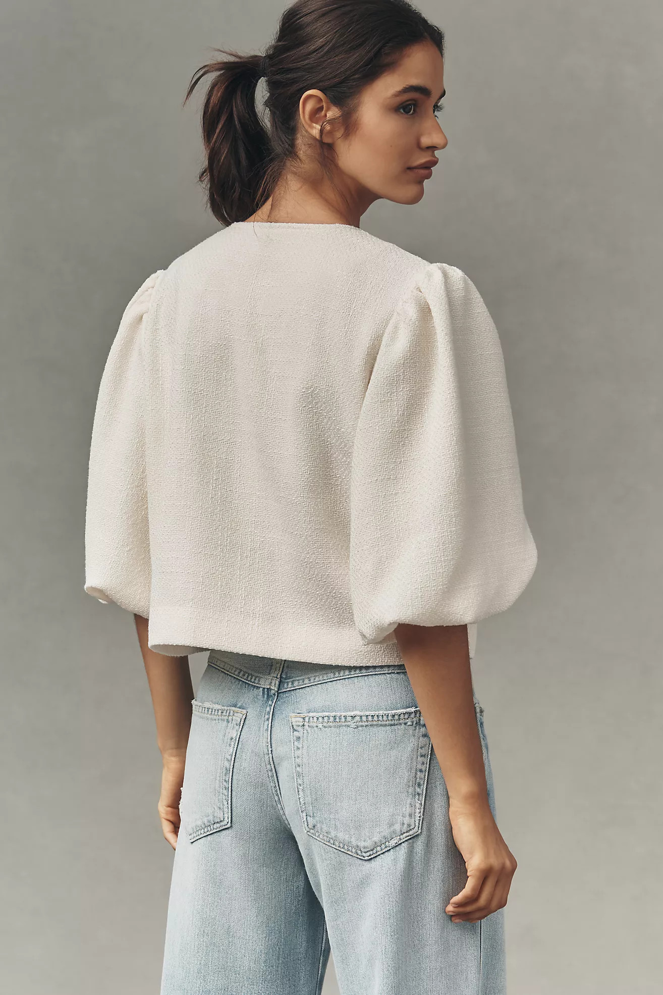 Dolan Left Coast Puff-Sleeve Bow-Embellished Blazer | Anthropologie (US)