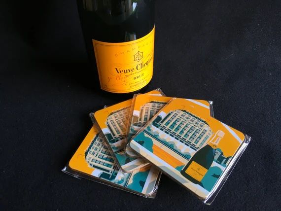 VEUVE CLICQUOT Coasters Sous Verres Set of 4 Never Been | Etsy | Etsy (US)