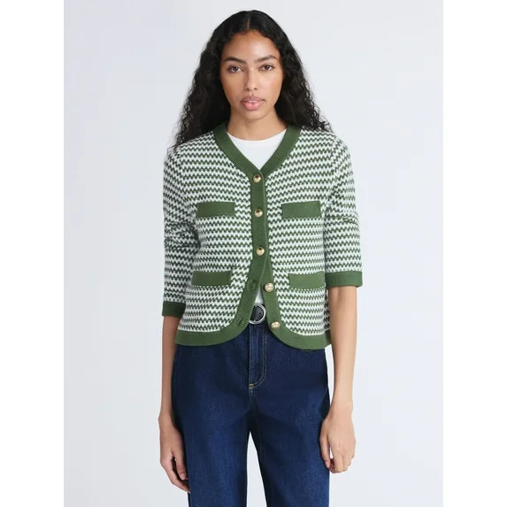 Free Assembly Women's and Women's Plus Textured Cardigan Sweater with Welt Pockets, Lightweight, ... | Walmart (US)