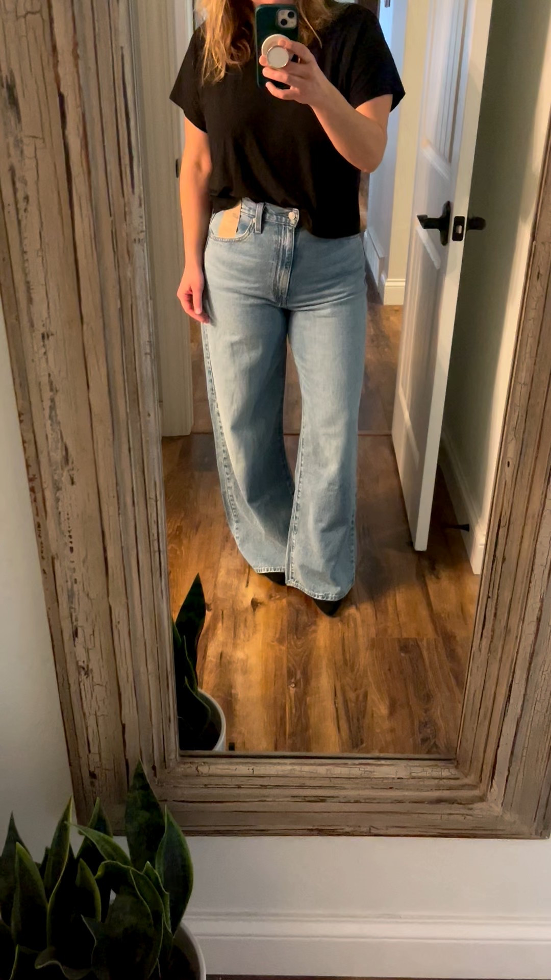 Levi’s Cinch Waist Baggy Jeans that have gone viral in Invested Indigo. I’m 5’3” and the length works with heeled boots. I wanted a dressier jean for boots and these are perfect! Wearing my regular size 29 or 8 in jeans. Got these at Target. Black suede boots linked too! They are Old Navy. Wearing my regular size 7.5 

#LTKootd #LTKPetite #LTKOver40