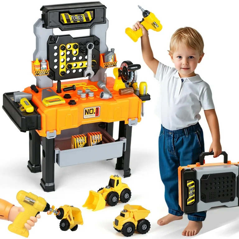 Kids Tool Bench Play Set, Educational Boy Toys, Kids Tool Set, Foldable Kids Workbench with Reali... | Walmart (US)