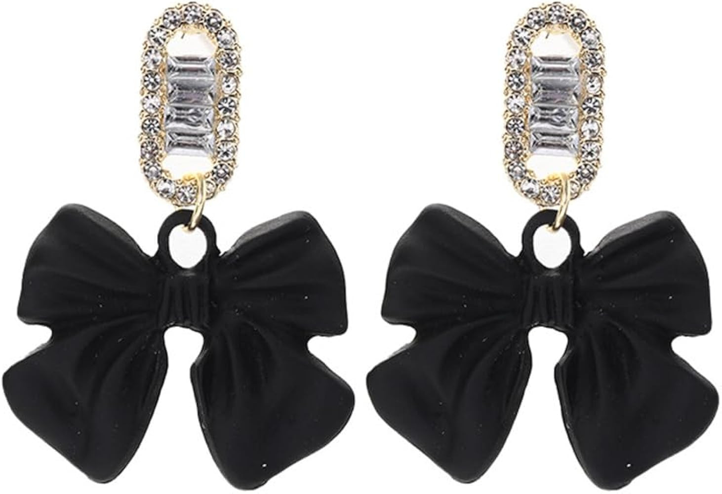 CZ Black Bow Knot Stud Earrings for Women Girls Crystal Acrylic Dangle Drop Earrings Wedding Stud... | Amazon (US)