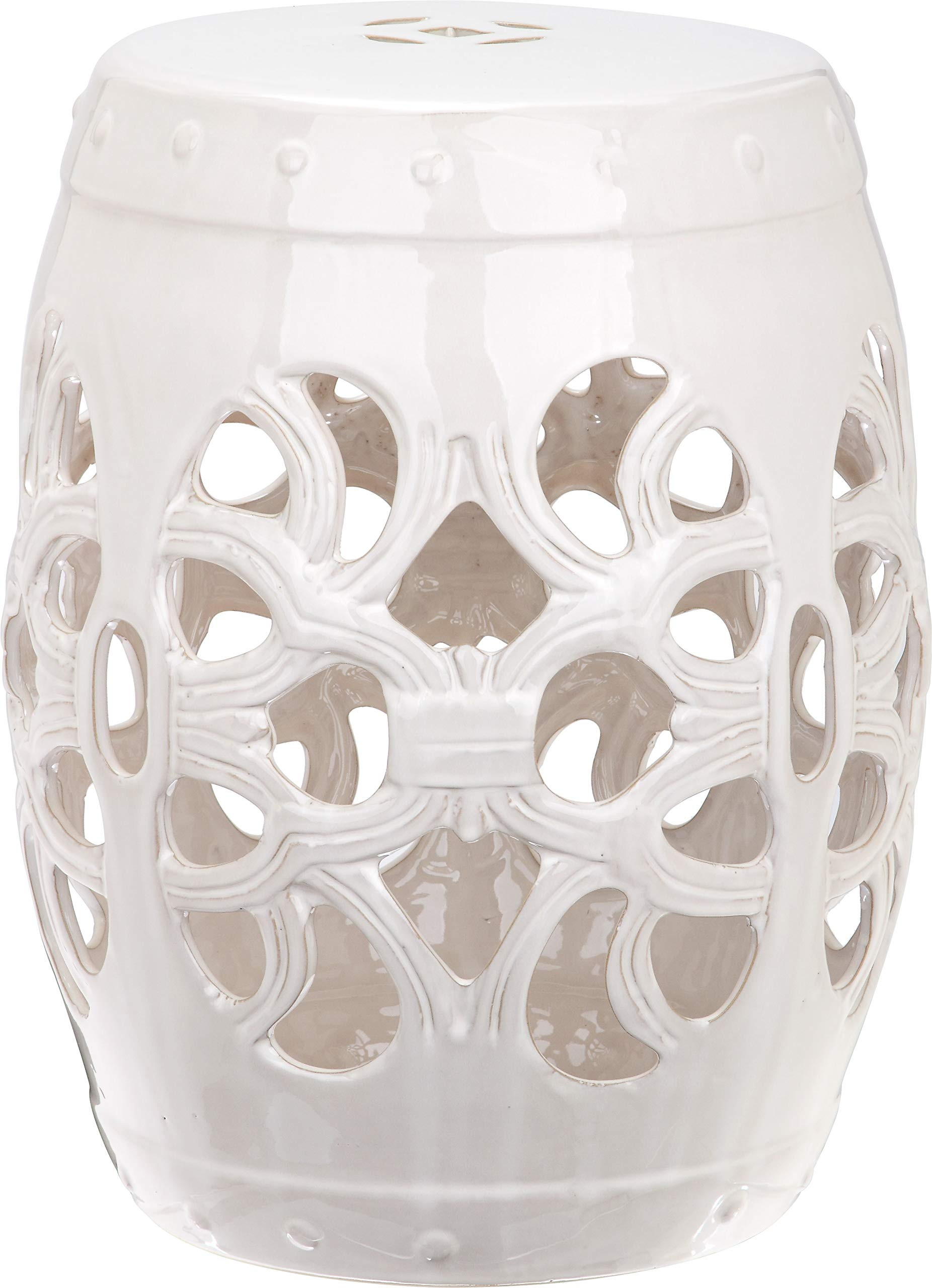Safavieh Castle Gardens Collection Imperial Vine Antique White Glazed Ceramic Garden Stool | Amazon (US)
