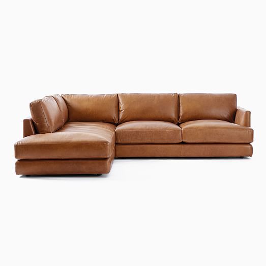 Haven Leather 2-Piece Bumper Chaise Sectional (108") | West Elm (US)