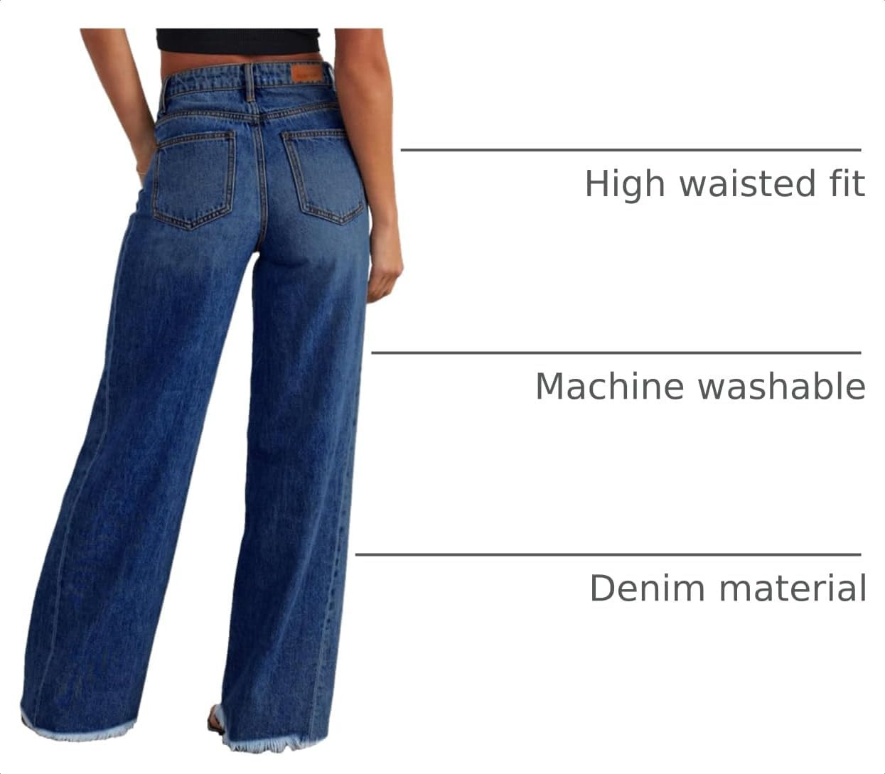 Sidefeel Women's Wide Leg Jeans High Waisted Stretchy Denim Pants | Amazon (US)