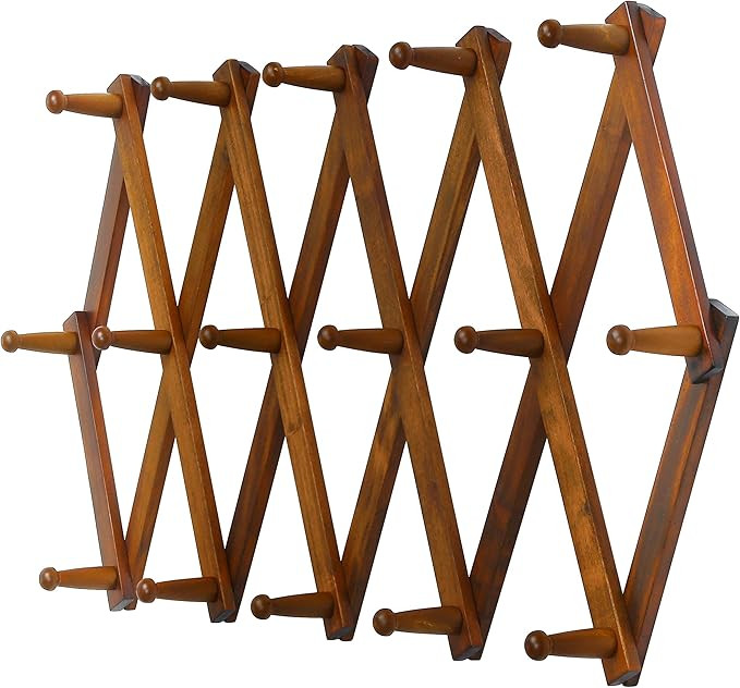 Dseap Accordian Wall Hanger: 16” High Wooden Wall Expandable Coat Rack, Hat Rack Holder, Accord... | Amazon (US)